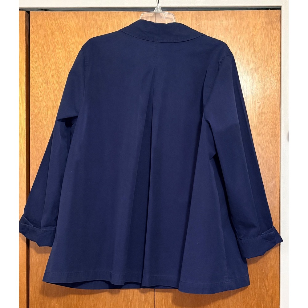 J Jill Women XL Navy Blue‎ Double Breasted Utility Jacket Cotton Lightweight - Picture 3 of 12